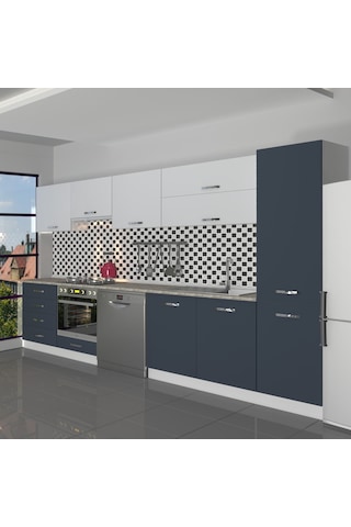 Decoraktiv Elite 325yq Ankastre Fırın Modüllü Mdf Hazır Mutfak Dolabı - Tezgah Dahil - Antrasit - Buz Gri Diğer