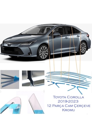 Toyota Corolla Krom Cam Çerçevesi 12 Parça 2018-2025 Modeller A