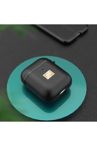 Wlons Airpods Uyumlu Kılıf Deri Görünümlü Wlons Askılı Koruma Kılıfı Airpods Uyumlu Kılıf Deri Görünümlü Wlons Askılı Koruma Kılıfı Siyah