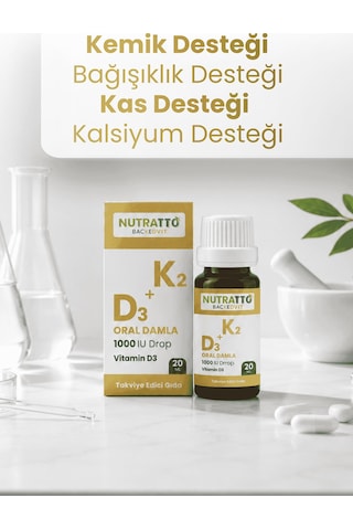Nutratto Backedvit Vitamin D3 K2 Damla 1000 Iu 20 Ml