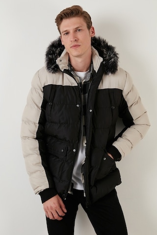 Buratti Slim Fit Çıkarılabilir Suni Tüylü Kapüşonlu Şişme Erkek Mont 5760076 Siyah-Açık Gri