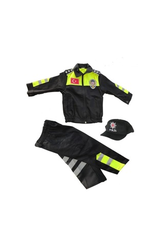 Sevimli Çocuk Polis Kostümü Şapka Gömlek Ve Pantolon Takımı - Sarı, 8 Numara Sarı - 80309021 Sarı