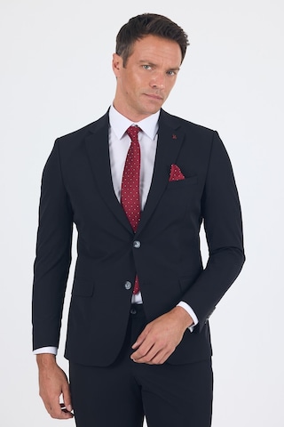 İmza Siyah Mono Yaka Yarım Astar 6 Drop Slim Fit Beli Lastikli Takım Elbise 1001250121 Siyah