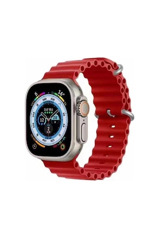 Watch Ultra 49mm Uyumlu Krd-75 Uyumlu Pat Kordon Kırmızı
