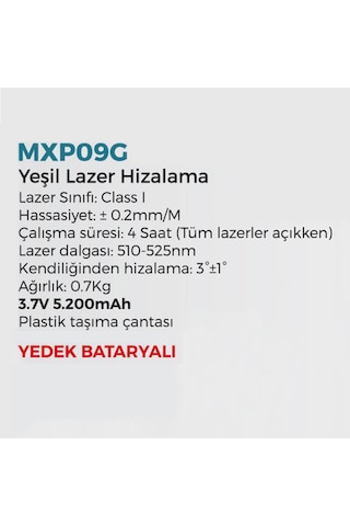 Max Extra Mxp09g Lazer Hizalama Cihazı 3.7v 5200mah Taşıma Çantal