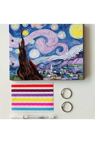 Van Gogh Yıldızlı Gece Tasarımlı Fotoğraf Albümü Anı Defteri, Kendin Yap DIY