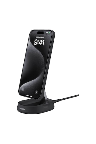 Belkin Boostcharge Pro Qi2 Manyetik 15 W Dönüştürülebilir Ped/Stand Katlanır Kablosuz Şarj Cihazı Siyah
