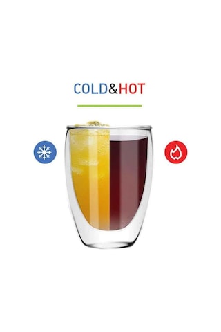 450 Ml Çift Camlı Bardak Çift Cidarlı Cam Bardak Şeffaf