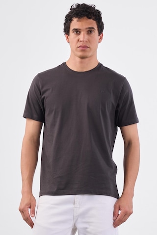 Dufy Antrasit Bisiklet Yaka Pamuklu Düz Renk Slim Fit Erkek T-shirt Antrasit