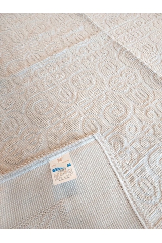 Pamuklu Bukle Lüks Kilim 80x125 -spiral Krem Krem