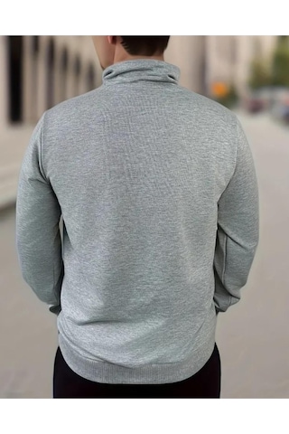 Altamira Erkek Paris Baskılı Yarım Fermuarlı Oversize Sweatshirt 001