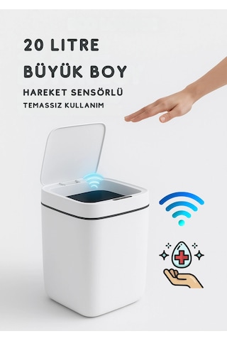 20l Akıllı Sensörlü Çöp Kovası Uv Işık Koku Geçirmez Mutfak Banyo Ofis İçin