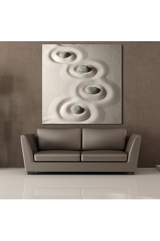 Gri Spa Taşlar Temalı Kanvas Tablo 100x100cm
