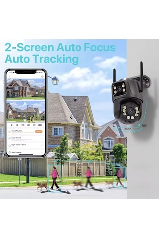 6mp Çift Lensli Wifi Ptz Dome Kamera 360 Renkli Gece Görüş Ip66 Su Geçirmez Güvenlik Kamera