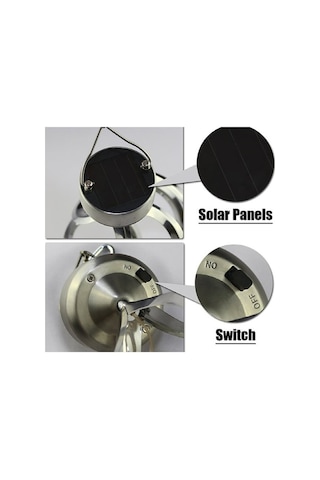 Opulentliving Güneş Enerjili Çelik Çanak Lamba - Renk Değişen Led Bahçe Dekoru, Su Geçirmez Gümüş Gümüş