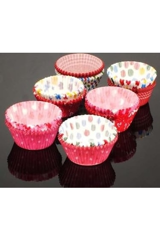 Desenli Cupcake Kalıbı, Renkli Muffin Kağıdı 100 Adet Sku: Smg8690010527004 Açık Gri
