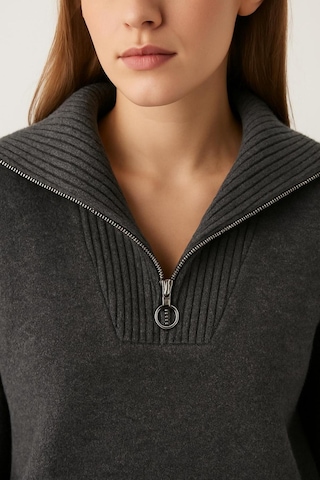 Fashion Friends Yakası Fermuarlı Sweat Antrasit