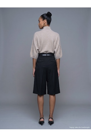 Dilvin 72800 Kemerli Pilili Bermuda-siyah