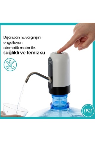 Narpump Şarjlı Otomtk Damacana Su Pomp.Beyaz