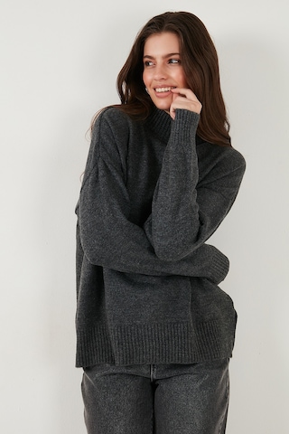 Lela Premium Oversize Fit Balıkçı Yaka Yumuşak Dokulu Triko Bayan Kazak 680Kz00469 Antrasit