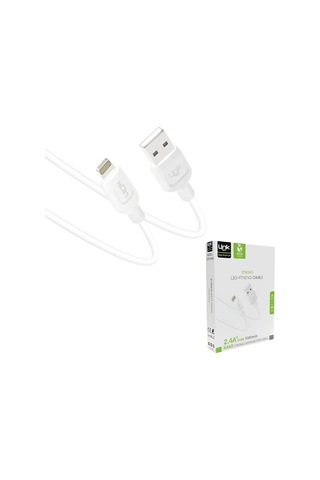 Linktech K449 Strong Lightning - USB Data/Şarj Kablosu 1mt 2.4A Beyaz