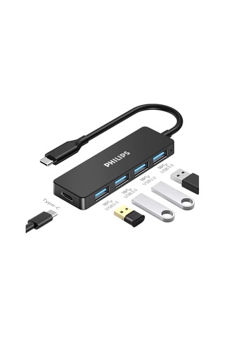 Philips Swr1603g/93 Siyah 20 Cm Kablolu Type-c To 4xusb 3.0 Çoklayıcı-216710