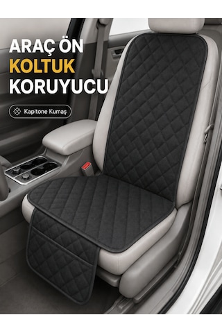Beylini 2 Adet Oto Ön Koltuk Minderi Koltuk Kılıfı Cepli Lastikli Su Geçirmez Yıkanabilir Kapitone Kumaş Terletmez Universal Çocuk Kedi Köpek Kir Önleyici Kaymaz Set 2'li Set