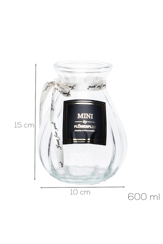 Porsima Dhz90217 Dekoratif Cam Vazo Şeffaf 15cm-600ml