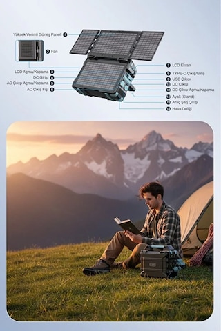 76800mah 300w Taşınabilir Güç İstasyonu Güneş Panelli Hızlı Şarj Siyah