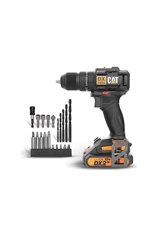 Cat Dx1010.1 18volt 2.0ah Li-ion Çift Akülü Kömürsüz Profesyonel Şarjlı Darbeli Matkap + 20 Parça De