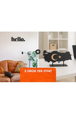 2 Ürün Al Tek Öde Hello + Şık Masaüstü Türkiye Haritası