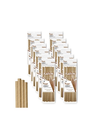 Kafem Kraft Kağıt Pipet 19.5 CM 10 x 25'li