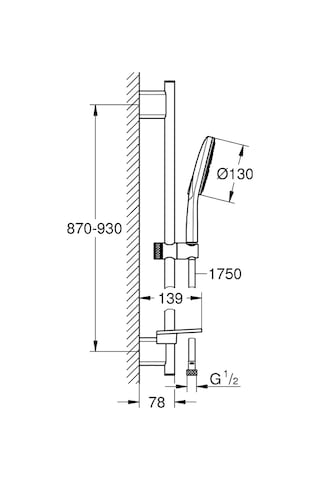 Grohe Rainshower Smartactive 130 Sürgülü Duş Seti, 3 Fonksiyonlu Krom, 26548000 Krom