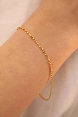 14 Ayar Altın Ince Halat Zincir Bileklik Sarı Altın
