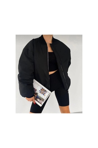 Voxx Unisex Bomber Kolej Ceket Siyah Siyah
