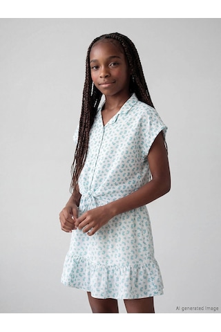 LC Waikiki Lcw Kids Yeşil Çiçekli Kız Çocuk Gömlek Pale Green Prınt