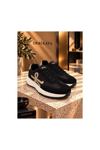 Derikaya Erkek Bağcıklı Kontrast Tabanlı Günlük Sneaker siyah