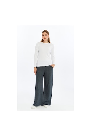 Kadın Bol Paça Regular Fit Pantolon Lacivert - Beyaz