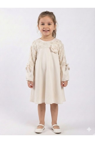 Xo Kids Kız Çocuk Elbise 4-8 Yaş 1622 Ekru