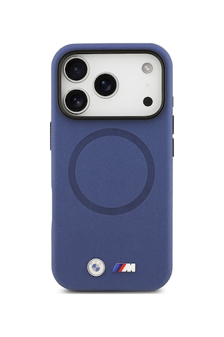 İphone 17 Pro Uyumlu Kılıf Bmw Lisanslı M-safeli Metal Logolu Delikli M Dizayn Deri Kapak Lacivert Lacivert