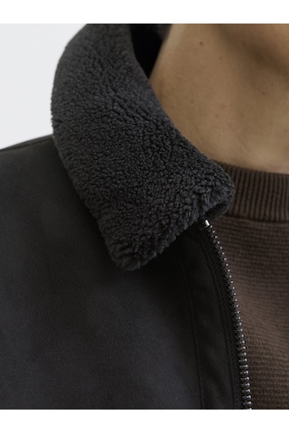 Jack Jones Erkek Yakası Kürklü Bomber Ceket 12282444 Siyah