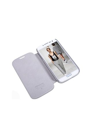 Nillkin İ9500 Galaxy S4 İle Uyumlu Nillkin Ağaç Dokulu Kapaklı Kılıf Gri