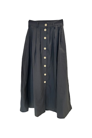 4163 Düğme Detay Etek Siyah