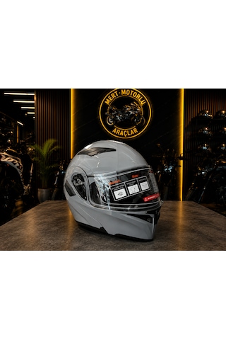 Jk 902 Cement Grey Colour Çene Açılır Motosiklet Kaskı Açık Gri