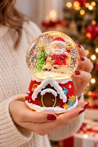 Ers Noel Baba Kar Küresi Işıklı Müzikli 13 Cm Yılbaşı 2027 Yeni Yıl Hediyesi Dekoratif Biblo Diğer