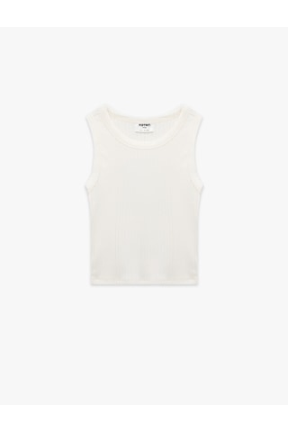 Koton Bisiklet Yaka Kolsuz Pamuklu Kaşkorse Basic Atlet Ekru 6skg30016ak