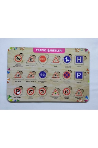Ahşap Trafik Işaretleri Puzzle Eğitici Oyuncak