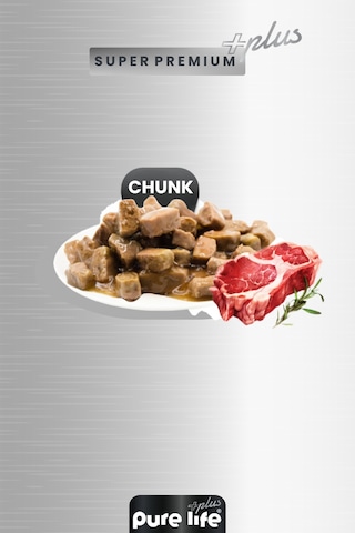 Pure Life Plus 6'lı Kuzulu Yetişkin Kedi Chunk Konserve Parça Etli Yaş Mama 400 G
