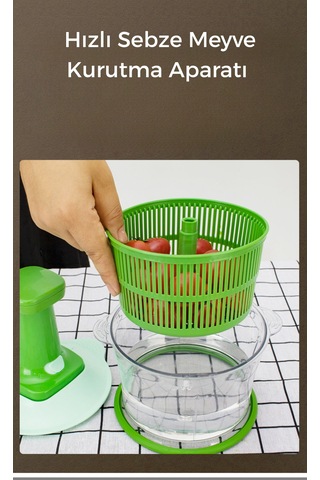 Altron 1500ml El Rondosu 3 Paslanmaz Çelik Bıçaklı Basmalı Sebze