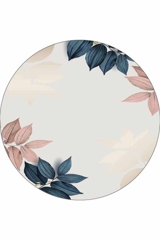 Krem Yapraklı Banyo Halısı Klozet Oval Paspas Seti Bs094n11